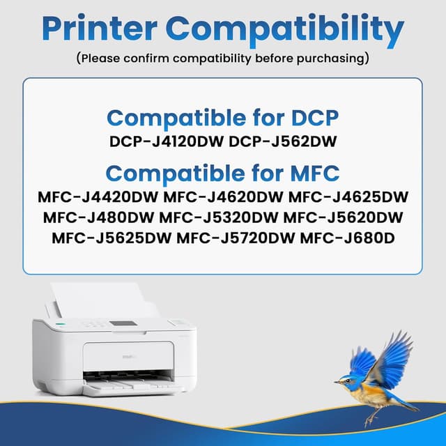 Detalle de Jhaan LC223XL Schwarz Druckerpatronen kompatibel mit Brother (5er-Pack) für diverse DCP- und MFC-Drucker