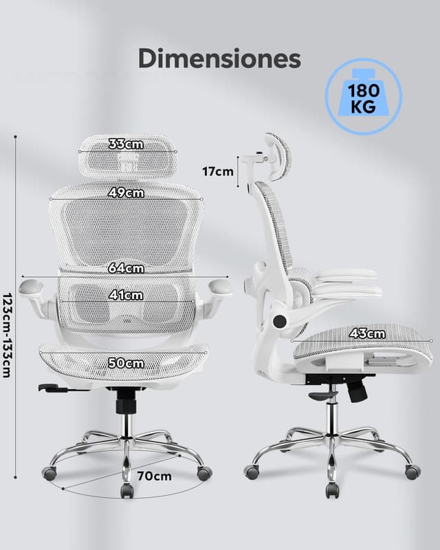 Thumbnail 1 de DEVAISE Silla de Oficina Ergonómica 180 kg