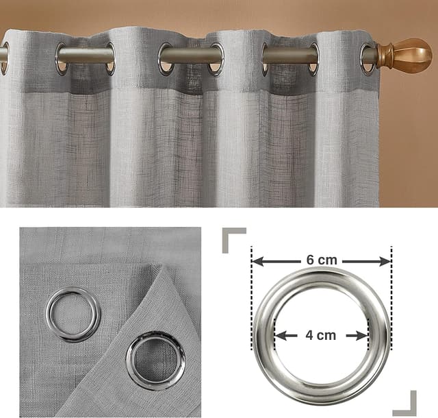 Detalle 2 de Topfinel Cortinas Cortas Efecto Lino para Ventanas Gris 🪟