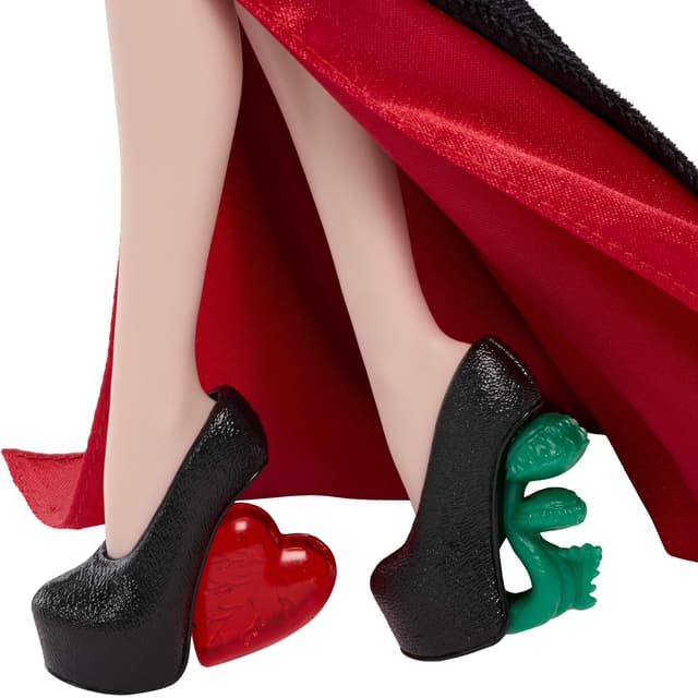 Detalle de Monster High x Wednesday Puppe „Morticia Addams“ (Sammelfigur im schwarz-purpurroten Samtkleid) – JLK99