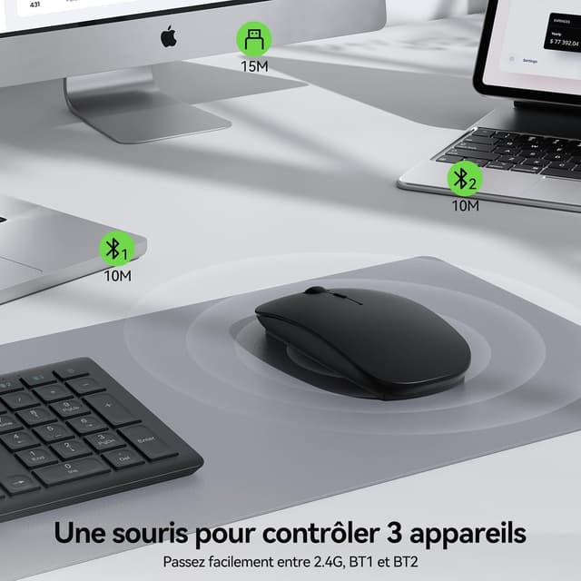 Detalle 2 de TECKNET Souris sans fil Bluetooth rechargeable mini (4 boutons) avec DPI réglable jusqu’à 4800