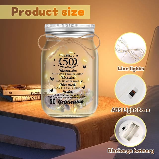 Detalle 1 de Johiux LED Flaschenlicht 50 Geburtstag Geschenk