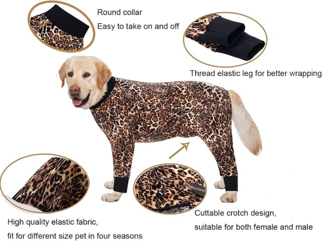 Detalle de BT Bear Large Dog Onesie PJS recovery-style dog jumpsuit with joint protection, Dark Blue (XL)