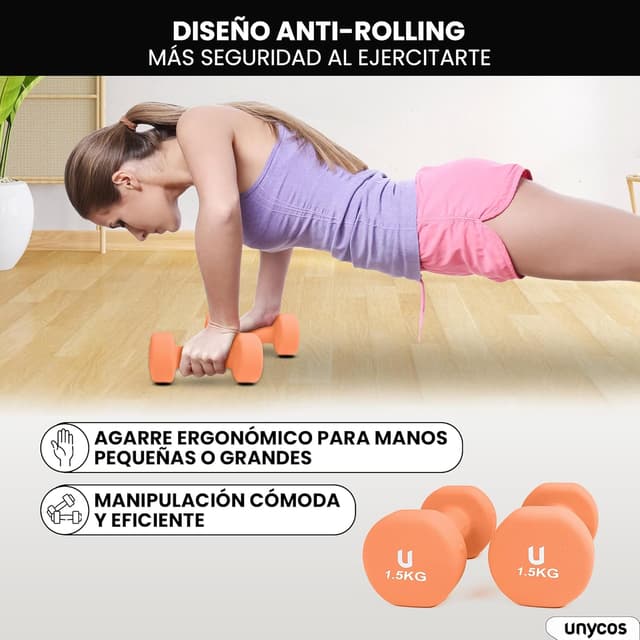 Detalle 2 de unycos Pesas y Mancuernas Antideslizantes 1 kg