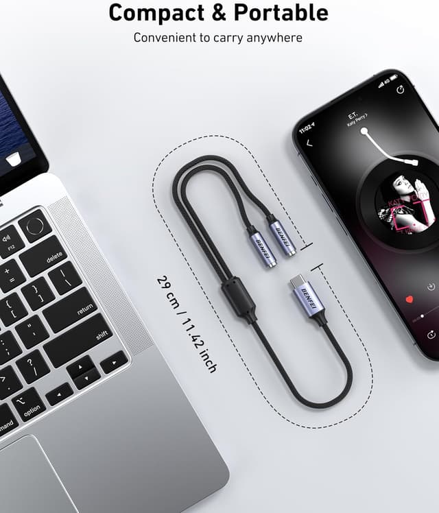 Detalle de BENFEI Splitter audio USB-C a doppio jack 3,5 mm: ascolto condiviso per due persone