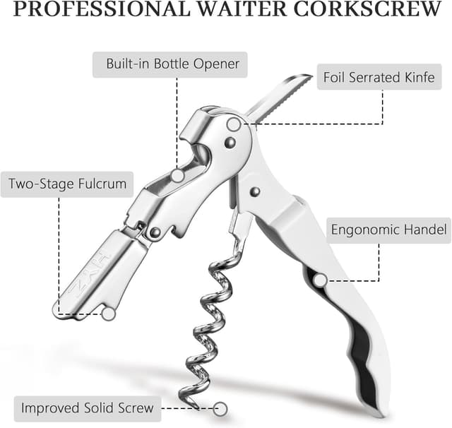 Detalle 2 de HYZ 2-Pack Wine Opener Waiter Corkscrew 🍷