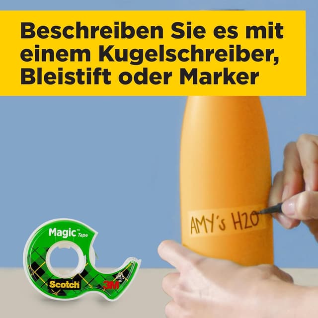 Detalle de Scotch Magic Tape mit 3 Handabrollern – unsichtbares, mattes Klebeband 19 mm x 7,5 m