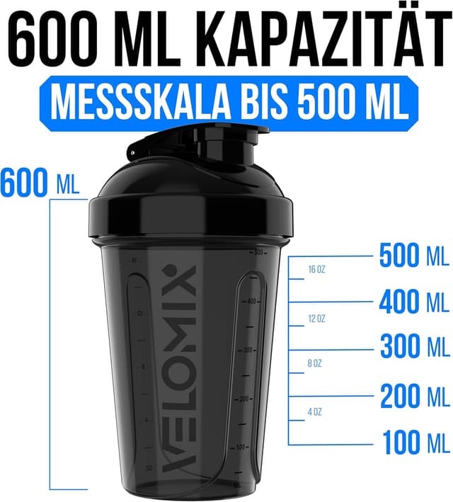 Thumbnail 3 de VELOMIX 2er-Set Eiweiß-Shaker (600 ml) – auslaufsicher, BPA-frei, spülmaschinengeeignet