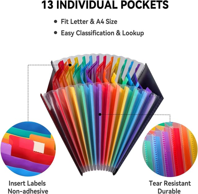 Detalle 2 de Diboniur Cartella portadocumenti espandibile A4, 13 tasche 🗂