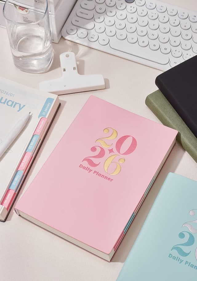 Thumbnail 6 de Mcdsuc 2026 Daily Planner Diary (A5, Jan–Dec, page-a-day) with bookmarks and side tab