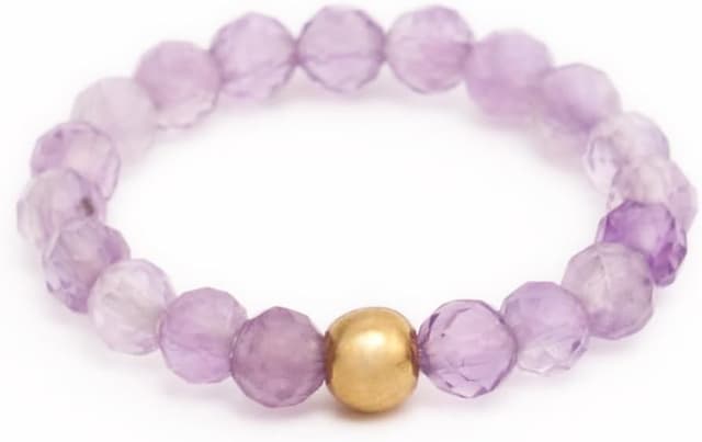 Detalle de BERGERLIN Echter Naturstein Perlen Ring mit vergoldeter Perle – Anti-Stress Fidget Ring mit Echtheitszertifikat