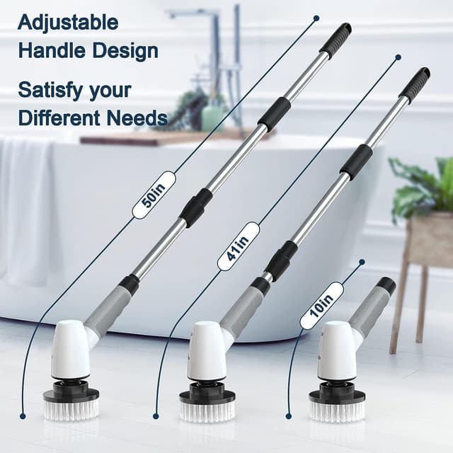 Detalle 2 de Adamantite Electric Spin Scrubber (400RPM) with 8 Replaceable Brush Heads, 3 Adjustable Sizes & IPX6