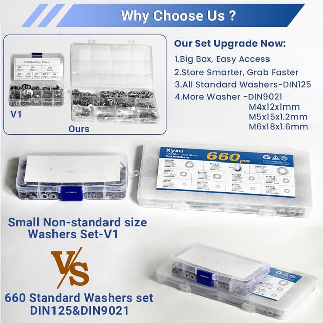 Thumbnail 3 de Xyxu 660pcs Stainless Steel Washers