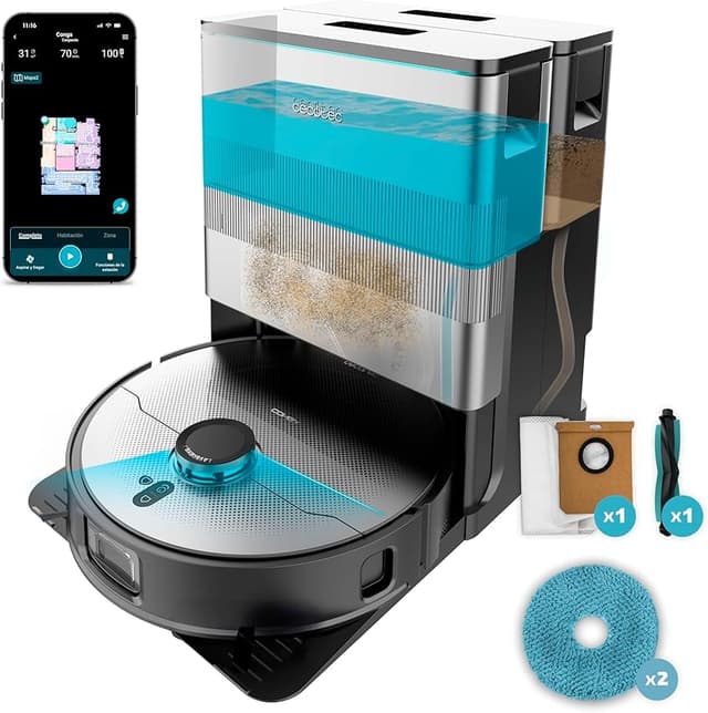 Detalle de Cecotec Conga X100 X‑Treme 20.000 Pa, fregado spin eficiente