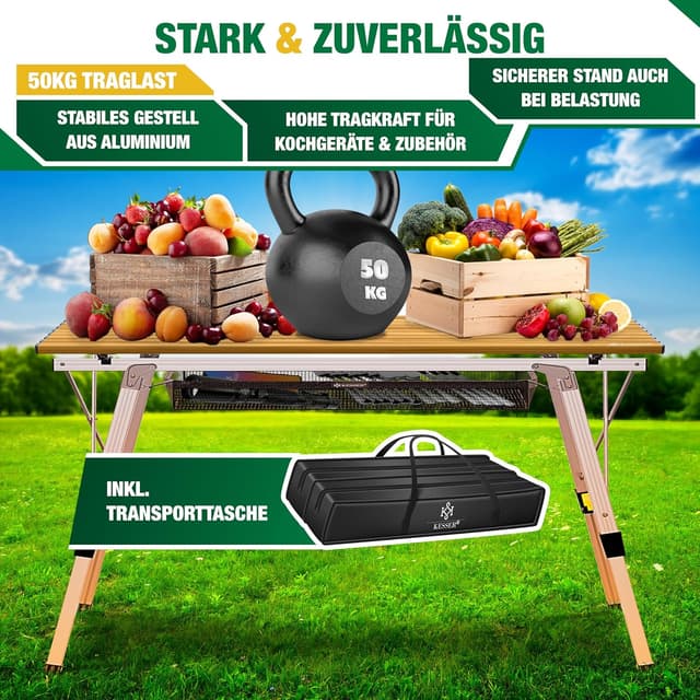 Thumbnail 4 de KESSER Campingtisch faltbar 90x53 cm Holz-Optik