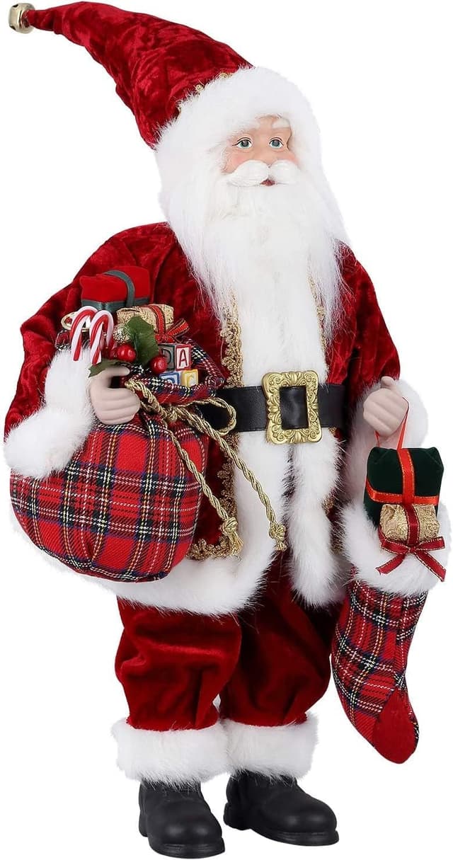 Detalle de Figurine de Père Noël Uten debout rouge, décoration festive 43 cm