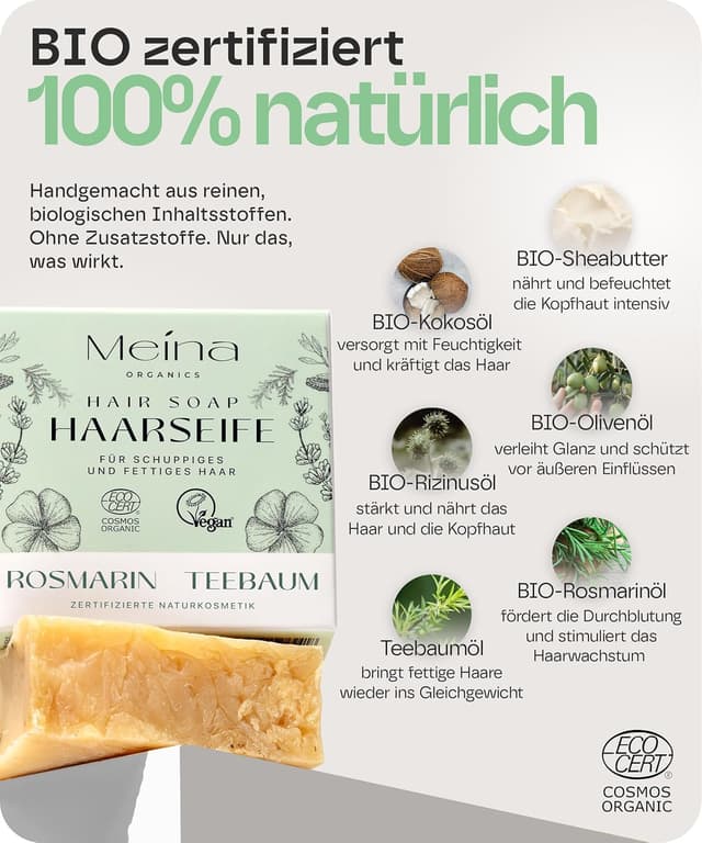 Thumbnail 3 de Meina Bio Haarseife gegen Fettiges Haar 80g