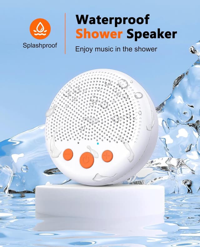 Detalle de Kunodi Shower Speaker (White) – Bluetooth waterproof portable speaker with suction cup and lanyard