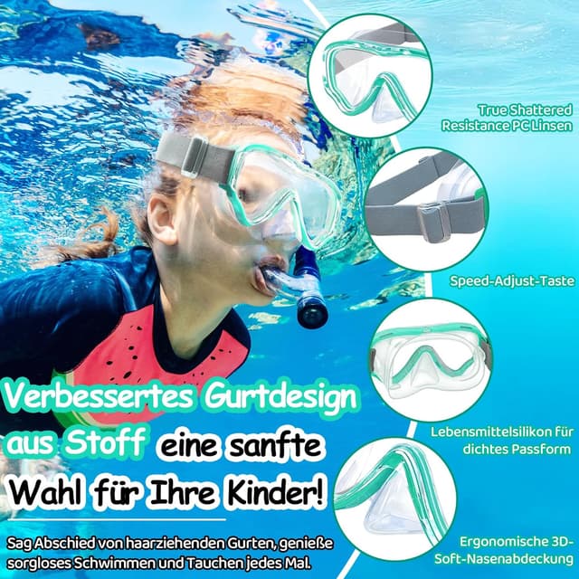 Detalle 2 de Vvinca Taucherbrille Kinder mit 180° Panorama