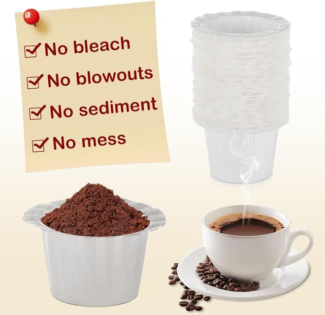 Detalle de Disposable Paper Coffee Filters for Keurig Single Brewers (fits most reusable K-cups) — 300 count