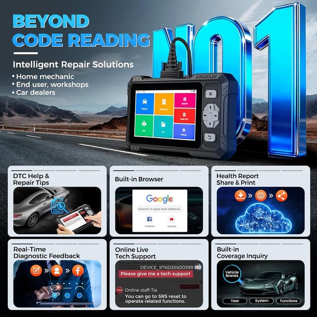 Thumbnail 6 de KINGBOLEN OBD2 Scanner S608 (S608) — Bidirectional Scan Tool for ABS/SRS/Transmission/Engine with Hot Resets & Lifetime Updates