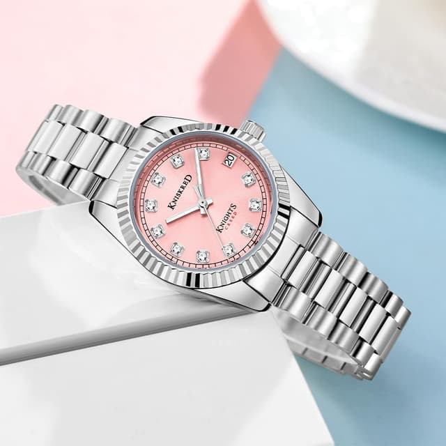 Detalle de KNISKRED Montre Classique pour Femmes avec accents cristal et bracelet en acier inoxydable
