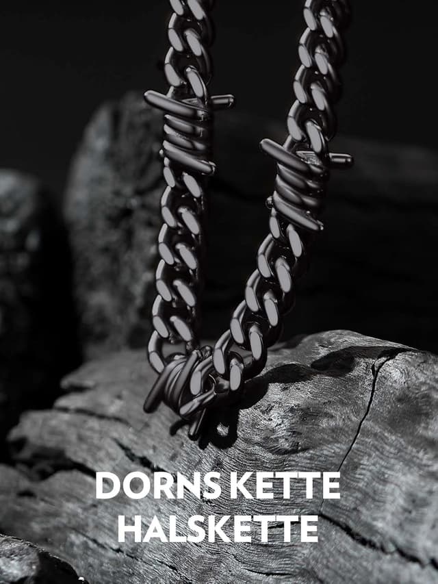 Detalle de Bandmax Herren-Kette aus 316L Edelstahl mit Dornen-Panzeroptik (Kubaner/Kubanische Kette) – 9 mm breit