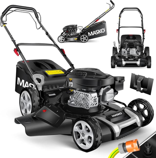 Detalle de MASKO® Benzin-Rasenmäher 5in1 mit 51 cm Schnittbreite, 65 l Fangkorb und Mulch-Kit