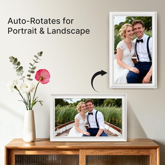 Thumbnail 6 de Frameo 64GB 15.6" WiFi Digital Photo Frame (Classic White) – 1920×1080 FHD IPS Touch, Auto-Rotate