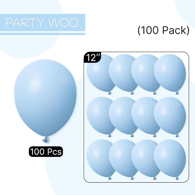 Thumbnail 6 de PartyWoo Blue Balloons 100pcs 12 Inch 🎈