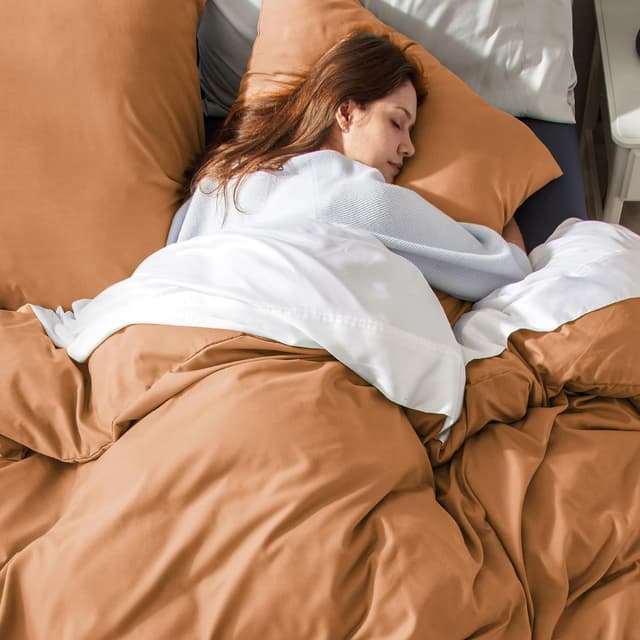 Thumbnail 6 de BEDSURE Bettwäsche 155x220 cm, 3-teilig Orange (1 Bettbezug + 2 Kissenbezüge) mit Reißverschluss