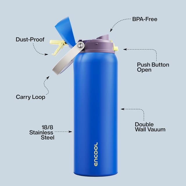 Detalle 2 de Encool Stainless Steel 40 oz Insulated Bottle 🚰