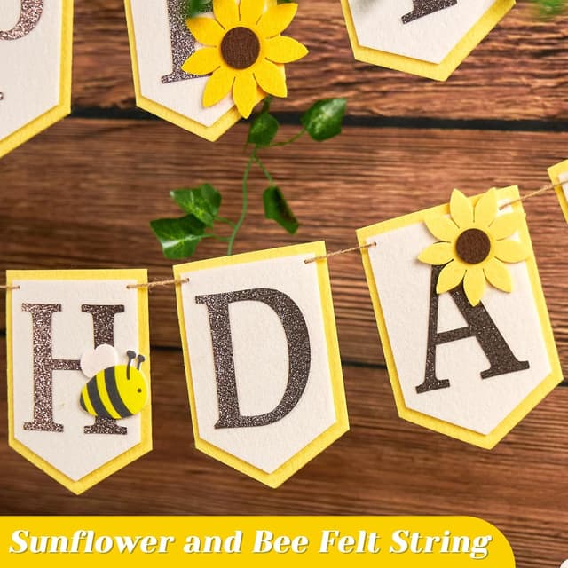 Detalle 2 de SUNBEAUTY Girlande Sonnenblumen Happy Birthday 2,5 m