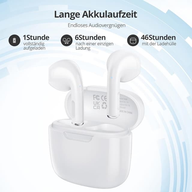 Detalle de Ciciloud Bluetooth 5.3 In-Ear Kopfhörer mit Hi‑Fi Stereoton, HD‑Mikro und 46 Stunden Laufzeit