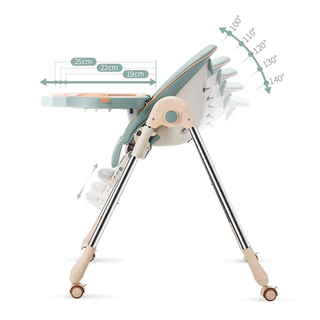 Detalle de OUNUO Baby Hochstuhl verstellbar, klappbar und mit Sicherheitsgurt (6 Monate bis 3 Jahre), grün