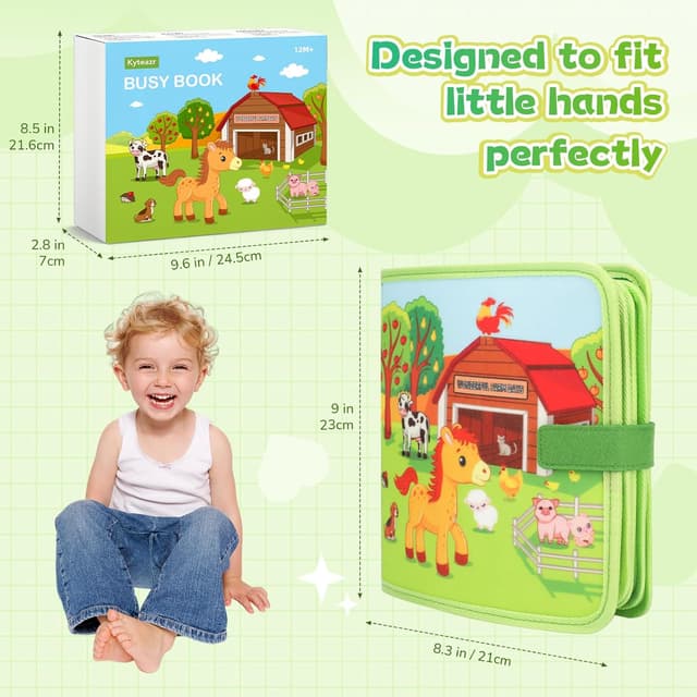 Detalle 2 de Kyteazr Busy Book Montessori Farm Board (25 activities) for 1+ year olds