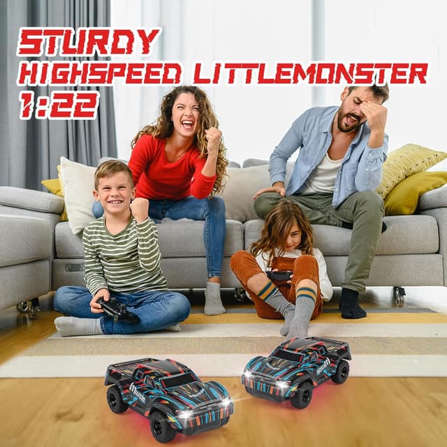 Detalle de BAZADER Voiture télécommandée RC 1:22 pour enfants (3 à 8 ans) : double vitesse et éclairages