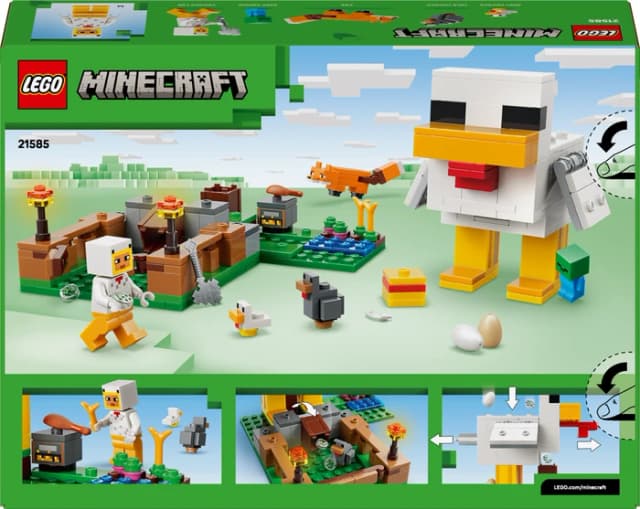 Detalle de LEGO Minecraft Hühnerfarm 21585 – Bauernhof-Set mit Stall, Eierfunktion und Zaun