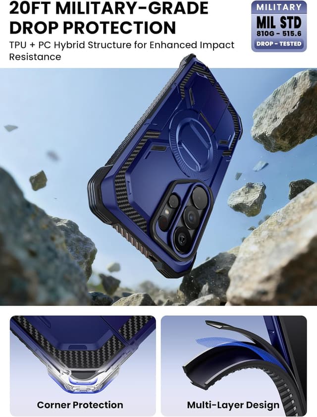 Detalle 2 de i-Blason Armorbox for Samsung Galaxy S26 Ultra Case with MagSafe, Built-in Screen Protector & Belt Clip (Blue)