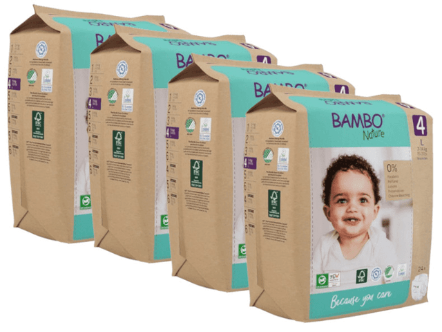 Detalle de Bambo Nature Pañales T4 7–14 kg, 4×24 uds 👶