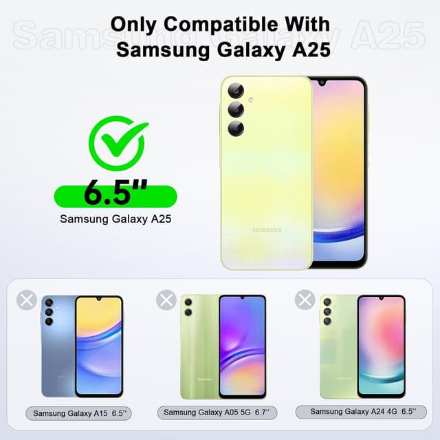 Detalle 2 de LeYi Galaxy A25 5G Case (Purple) with 2-Pack HD Screen Protectors