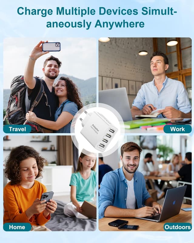 Detalle de Caricatore USB multiplo 4 porte 25W/5A con IC intelligente e protezioni