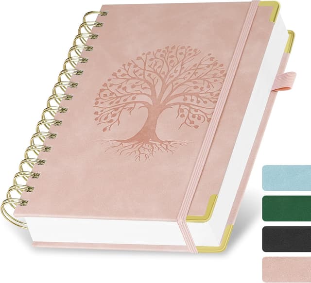Detalle de AOOSU Spiral Notebook A5 Copertina PU Albero Rosa