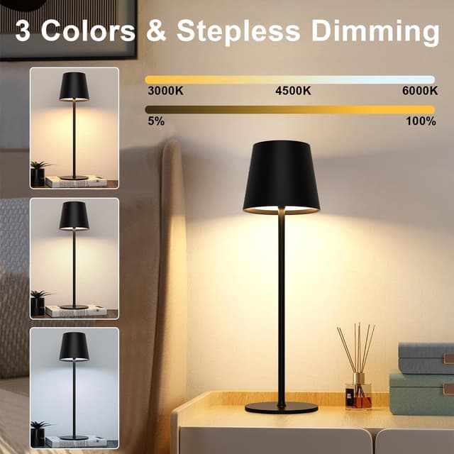 Detalle 2 de Liyabber Dimmbare LED Akku Tischlampe 2er-Set