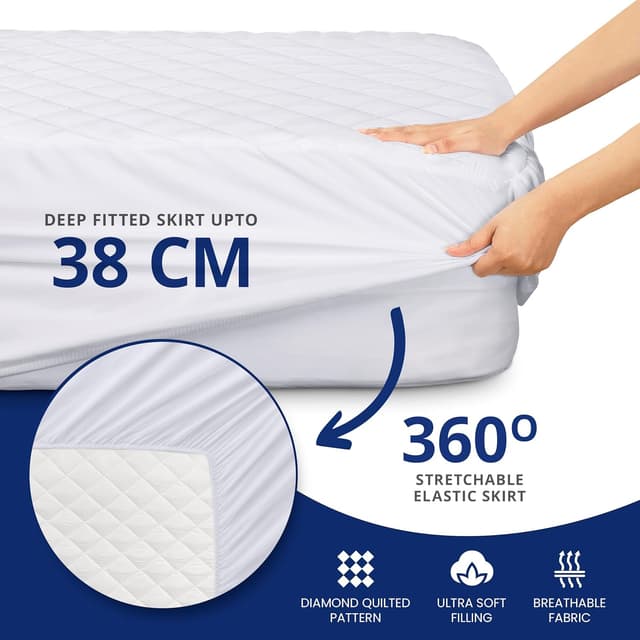 Detalle 2 de Utopia Bedding Protector Acolchado 180x200 cm 🛏️ Transpirable Blanco