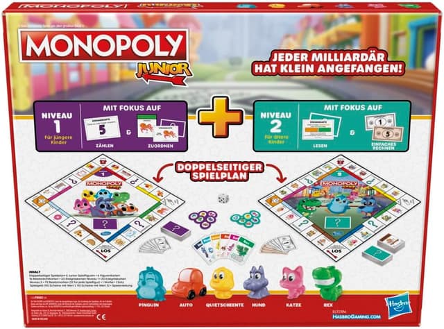 Detalle 2 de Monopoly Junior (Monopoly) – das klassische Brettspiel für Kinder ab 4 Jahren, mit 2-seitigem Spielplan