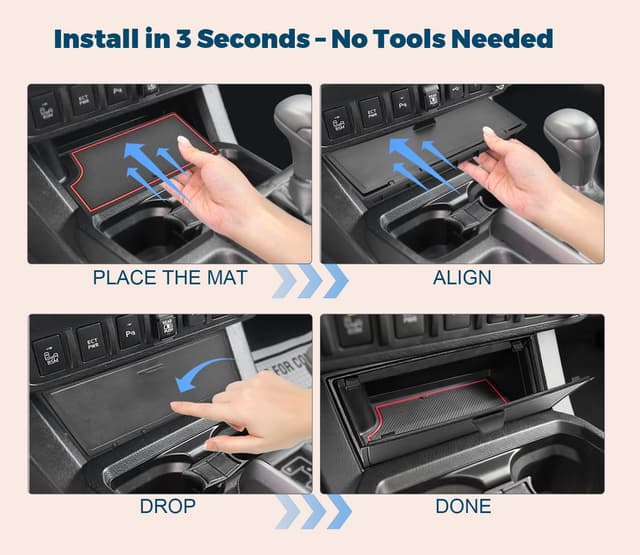 Detalle 2 de GZSH Hidden Front Center Console Cover for Toyota Tacoma (2016–2023, 3rd Gen) — ABS Privacy Lid with Isolation Wireless Charging