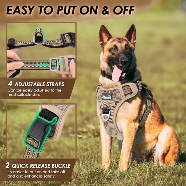 Thumbnail 6 de Eyein Large Dog Harness – Anti-Pull Adjustable Heavy Duty Pet Vest with 2 Clips