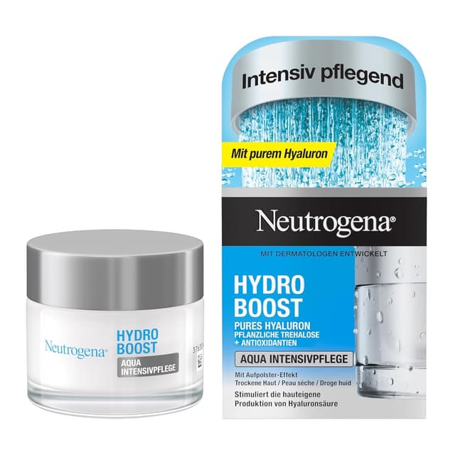Detalle de Neutrogena Hydro Boost Aqua Intensivpflege mit Hyaluronsäure – feuchtigkeitsspendende Tagescreme für trockene Haut (50 ml)