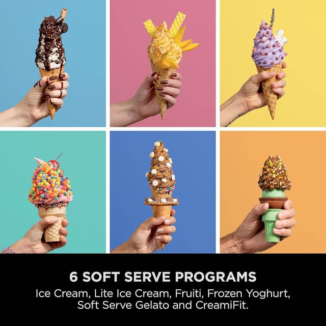 Detalle 2 de Ninja CREAMi Scoop and Swirl Soft Serve and Ice Cream Maker (NC701UK) with 2× 480ml tubs and 13 functions